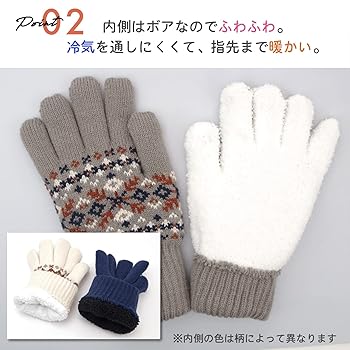 Amazon | [アネス] 手袋 ニット手袋 裏地ボアですごくあったかい